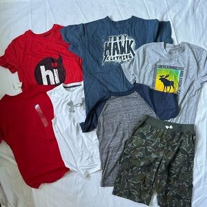 LOT of 7 Boys T Shirts and Shorts Size L 10 12 Under Armour Children's Place